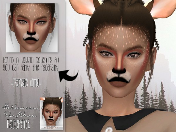  The Sims Resource: Halloween Doe Facepaint by IzzieMcFire