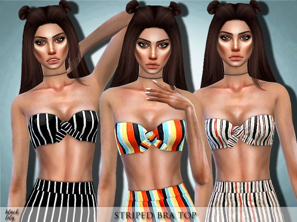  The Sims Resource: Striped Bra Top by Black Lily