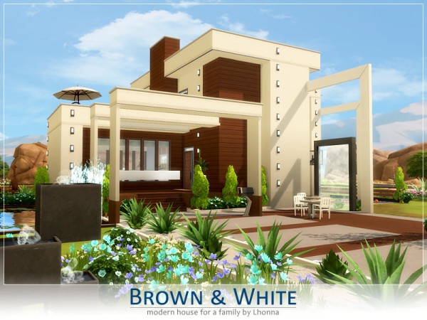  The Sims Resource: Brown and White house by Lhonna