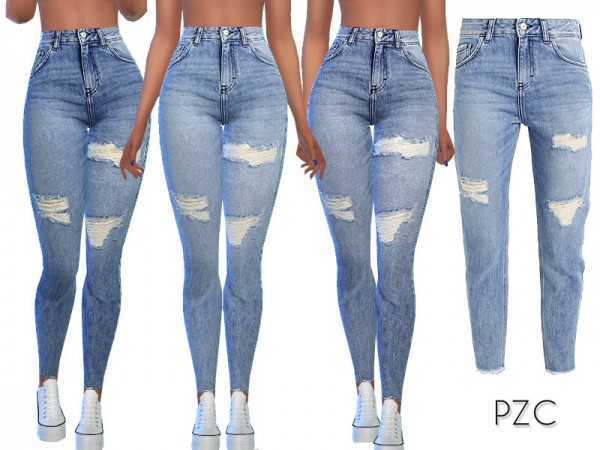  The Sims Resource: Fashion Nova Ripped Denim Jeans by Pinkzombiecupcakes