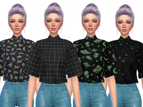  The Sims Resource: Tumblr Themed Short Sleeved Blouse by Wicked Kittie