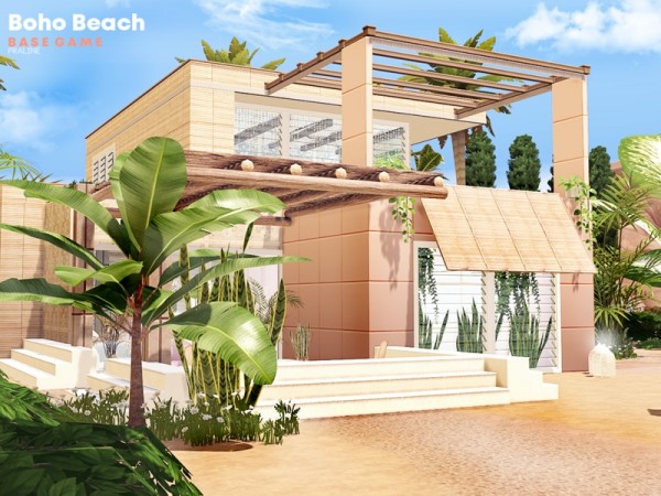  The Sims Resource: Boho Beach house by Pralinesims