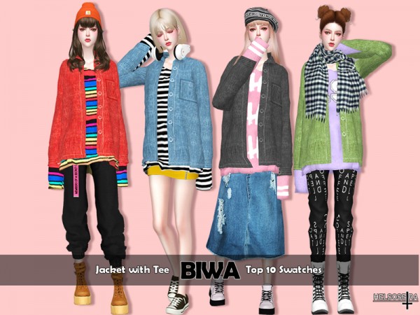  The Sims Resource: BIWA   Jacket with Tee by Helsoseira