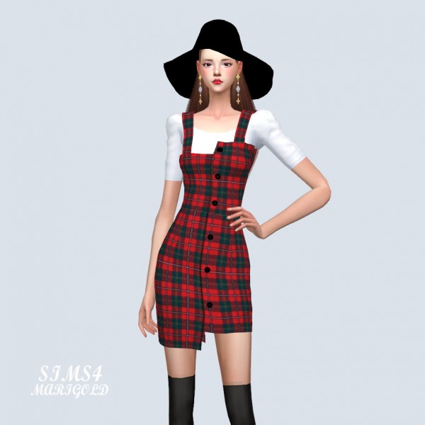 SIMS4 Marigold: Uneven Mini Dress With Top