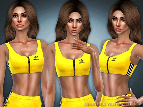  The Sims Resource: Designer Yellow Zip Top by Black Lily