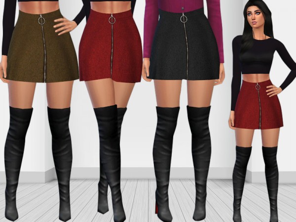  The Sims Resource: Winter Top Trends Front Zip Mini Skirts by Saliwa