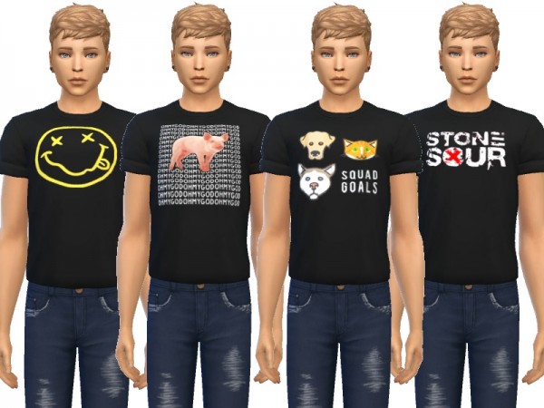  The Sims Resource: Snazzy Cuffed Tees by Wicked Kittie