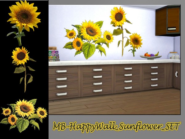  The Sims Resource: Sunflower Walls Set by matomibotaki