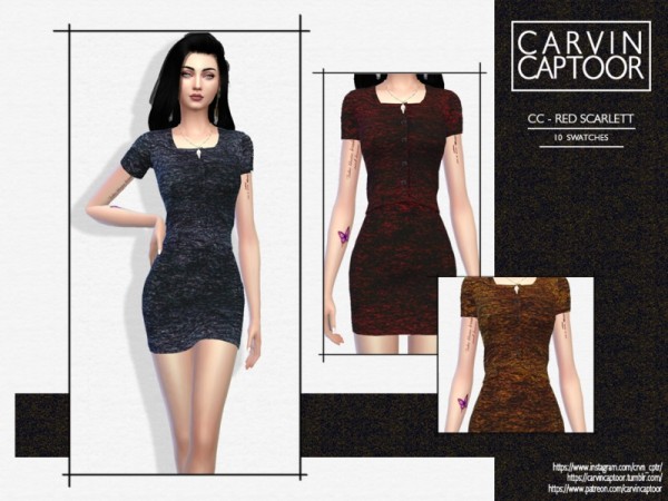  The Sims Resource: Red Scarlet dress by carvin captoor