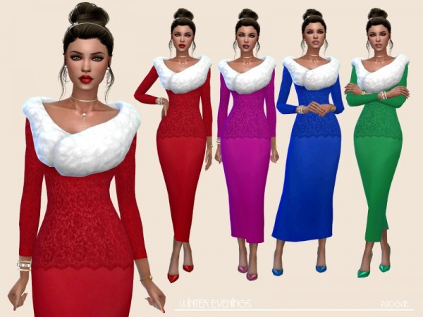  The Sims Resource: Winter Evenings Dress by Paogae