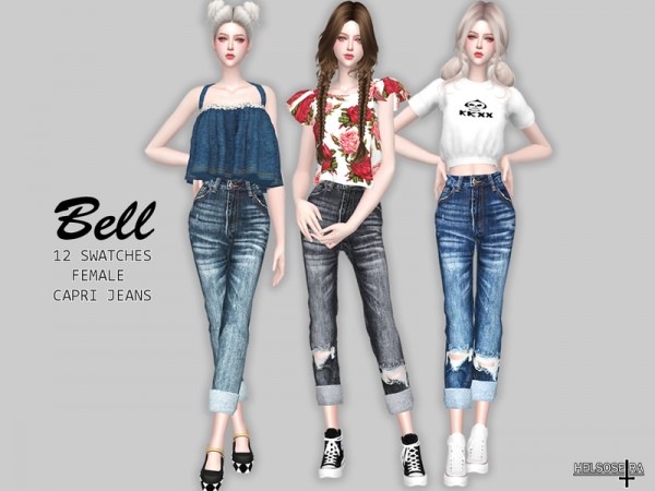  The Sims Resource: BELL Capri Jeans by Helsoseira