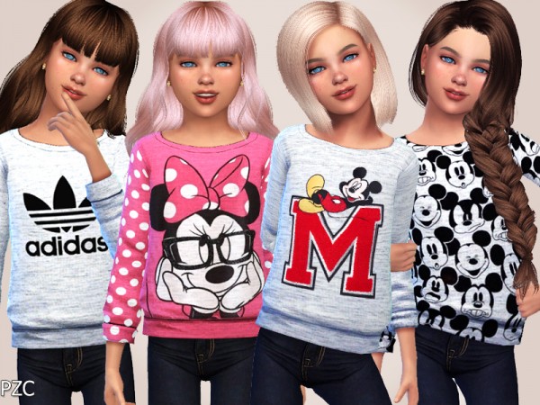  The Sims Resource: Girls Sweatshirts Collection 01 by Pinkzombiecupcakes