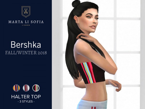  The Sims Resource: Side Striped Knit Cropped Tank Top by martalisofia