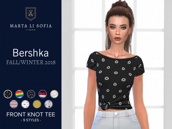  The Sims Resource: Side Knot Crop Tshirt by martalisofia