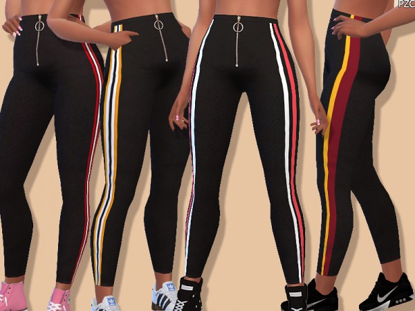  The Sims Resource: Athletic Pants With Zipper and Side Stripes by Pinkzombiecupcakes