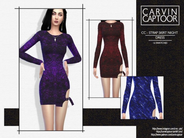  The Sims Resource: Strap Skirt Night Dress by carvin captoor