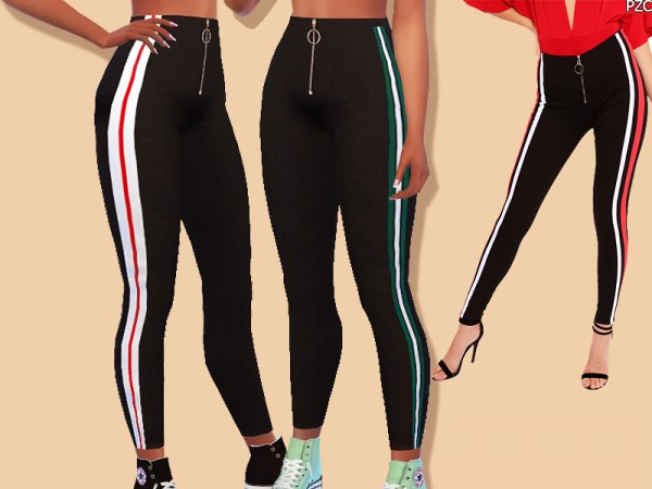  The Sims Resource: Athletic Pants With Zipper and Side Stripes by Pinkzombiecupcakes