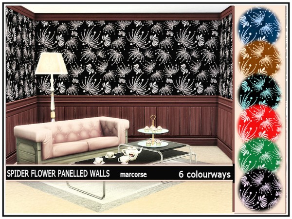  The Sims Resource: Spider Flower Panelled Walls by marcorse