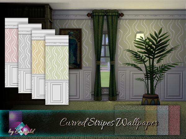  The Sims Resource: Curved Stripes Wallpaper by Emerald