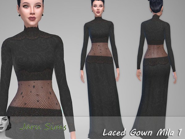  The Sims Resource: Laced Gown Mila 1 by Jaru Sims