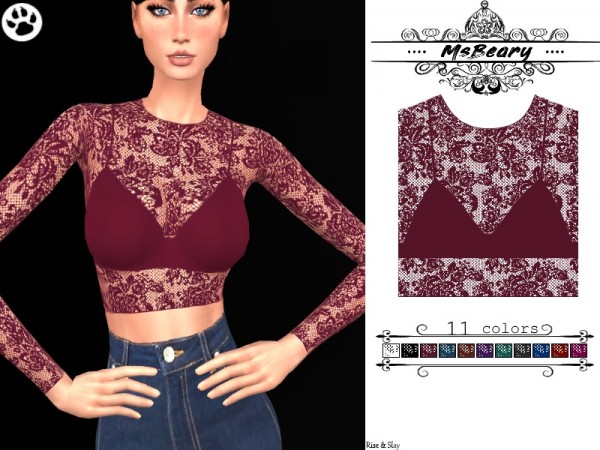  The Sims Resource: Lace Top by MsBeary