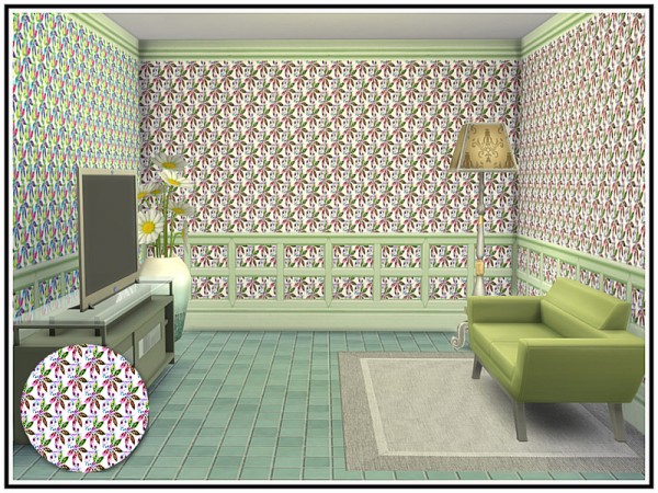  The Sims Resource: Pinwheel Daisy Walls by marcorse