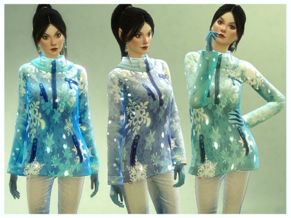  The Sims Resource: Glittering Snowflake Winter Jacket by Nalae
