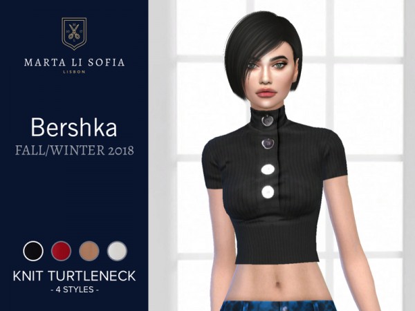  The Sims Resource: Knit turtleneck top with buttons by martalisofia