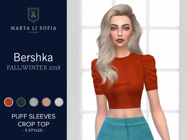 The Sims Resource: Felt puff sleeves top by martalisofia
