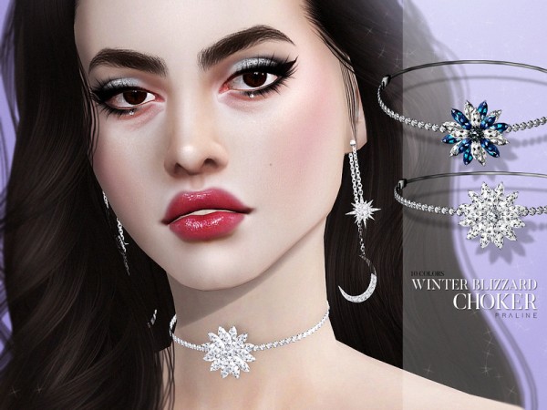  The Sims Resource: Winter Blizzard Choker by Pralinesims