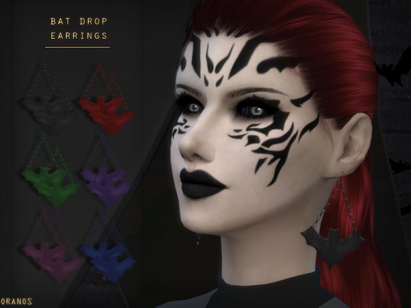  The Sims Resource: Bat Drop Earrings by OranosTR