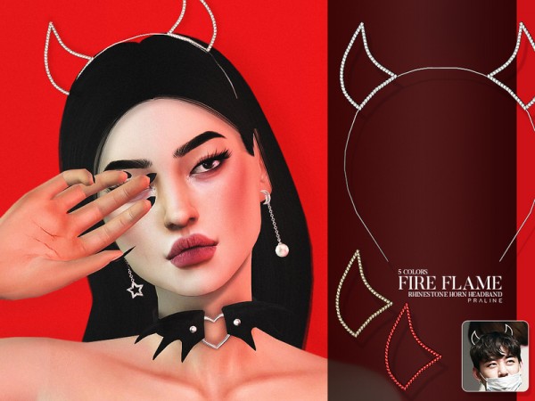  The Sims Resource: Fire Flame Headband by Pralinesims