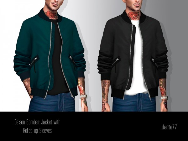  The Sims Resource: Bomber Jacket with Rolled up Sleeves by Darte77