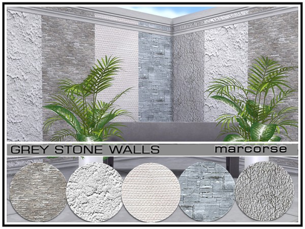  The Sims Resource: Grey Stone Walls by marcorse
