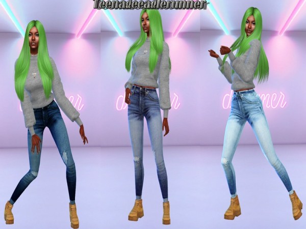  The Sims Resource: Women Distressed Skinny Pants by Teenageeaglerunner