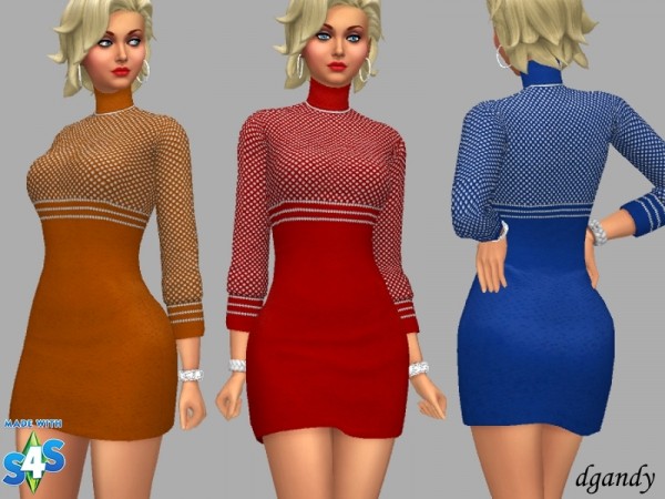  The Sims Resource: Turtle Neck Dress Olivia by dgandy