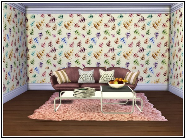  The Sims Resource: Pastel Leaves Walls by marcorse