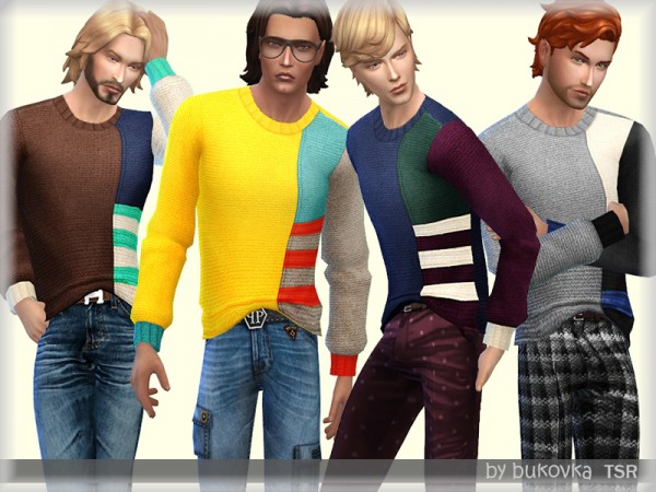  The Sims Resource: Tricolor Sweater Tucked by bukovka