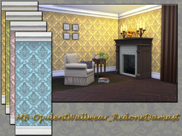 The Sims Resource: Opulent Wallwear Redone Damast by matomibotaki