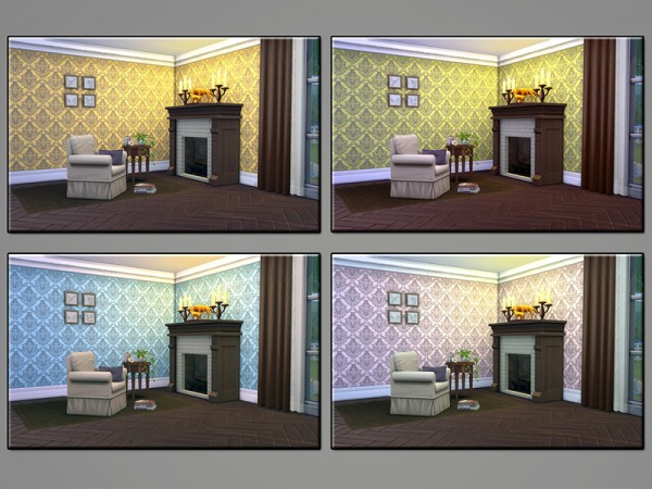  The Sims Resource: Opulent Wallwear Redone Damast by matomibotaki