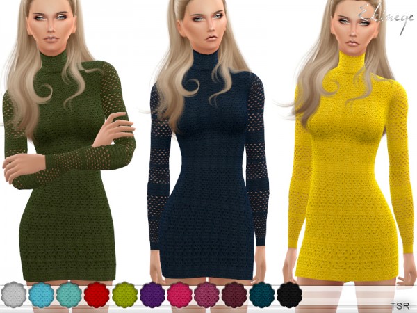  The Sims Resource: Cable Knit Lace Dress by ekinege
