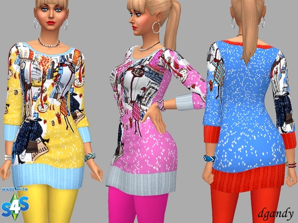  The Sims Resource: Sweater Dress Jamie by dgandy