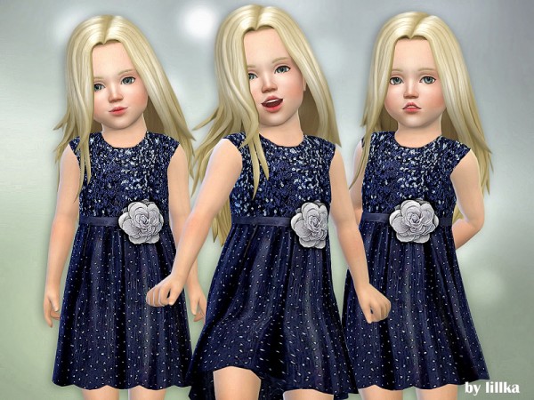  The Sims Resource: Blue Sequins Dress by lillka