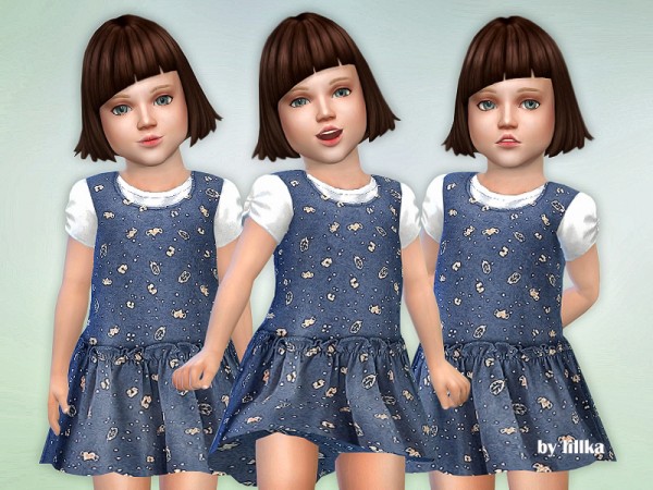  The Sims Resource: Blue Printed Dress by lillka
