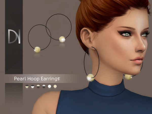  The Sims Resource: Pearl Hoop Earrings by DarkNighTt