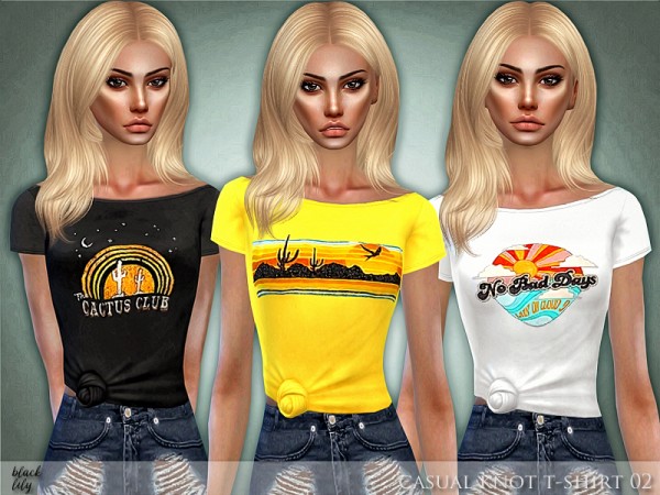  The Sims Resource: Casual Knot T Shirt 02 by Black Lily