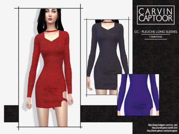 The Sims Resource: Pleuche long sleeves by carvin captoor