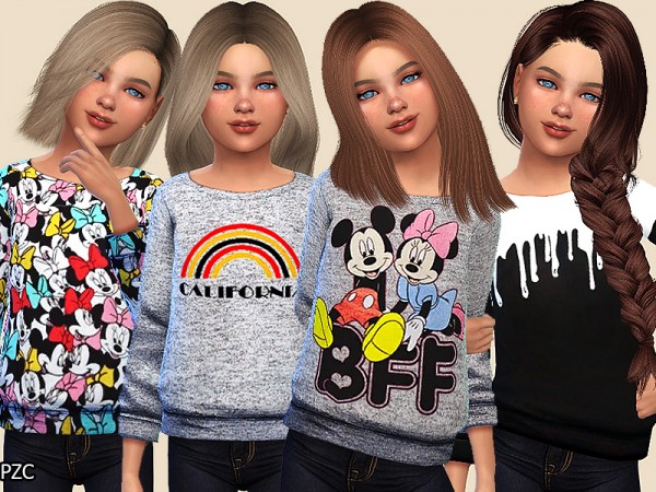  The Sims Resource: Girls Sweatshirts Collection 02 by Pinkzombiecupcakes