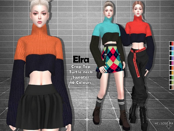  The Sims Resource: Elra   Crop Sweater Top by Helsoseira