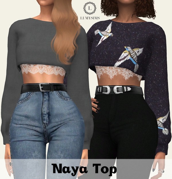  LumySims: Naya Tucked In top With Lace Detail